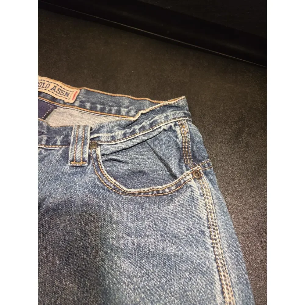 Vintage US Polo Assn Shorts Mens 33 Medium Wash Carpenter Baggy Skate Jorts Y2K